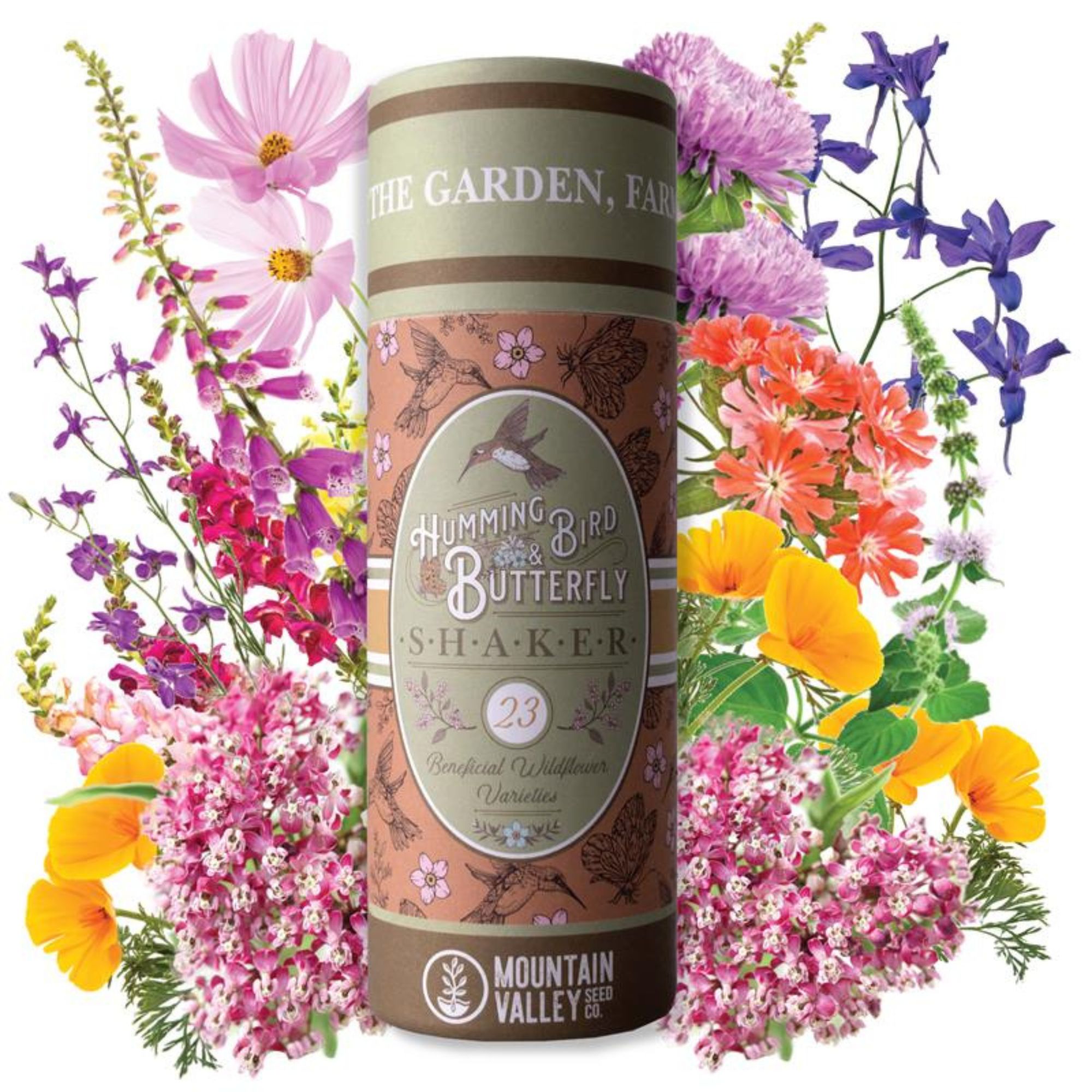 Wildflower Seeds Shaker - Hummingbird and Butterfly Mix - 100,000+ Wild Flower Seeds - In Beautiful Easy to Sow Seed Shaker